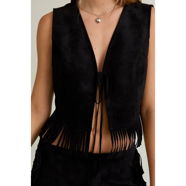 Le Lis Suede Vest with Fringe Hem (PT6477)
