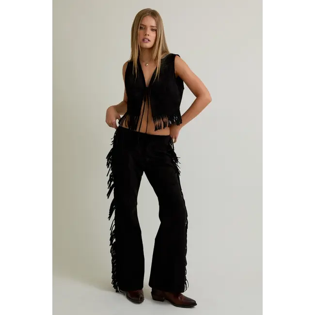 Le Lis Suede Vest with Fringe Hem (PT6477)