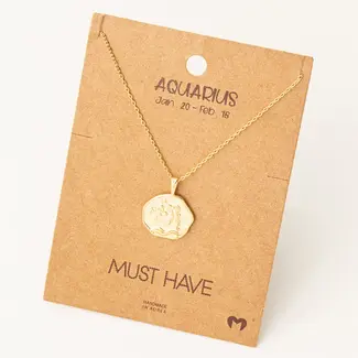 Long Beach Fame Gold Dipped Zodiac Coin Necklace (BJH)