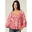Angie Angie Bell Slv Smocked Top (C2F01)