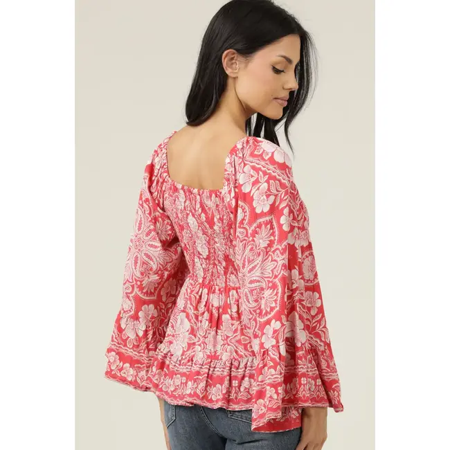 Angie Angie Bell Slv Smocked Top (C2F01)