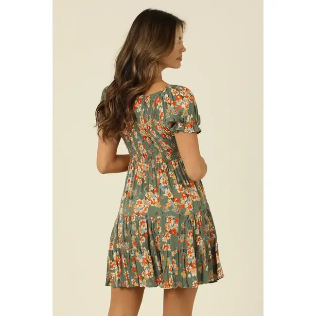 Angie Floral Print Dress (C4507)