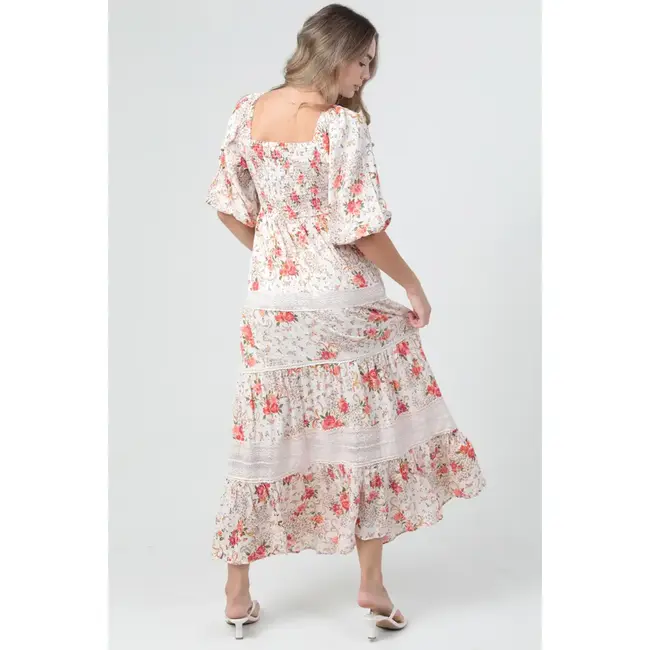 Angie Smocked Bust Maxi w/ Crochet(C4G80)