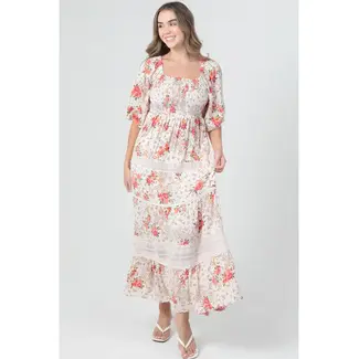 Angie Angie Smocked Bust Maxi w/ Crochet(C4G80)