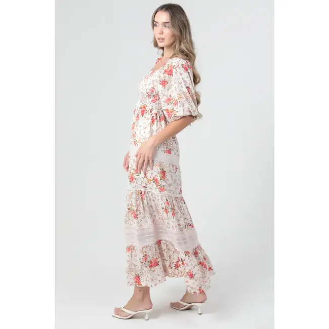 Angie Angie Smocked Bust Maxi w/ Crochet(C4G80)