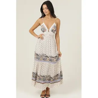 Angie Angie Deep V Lace Trim Maxi Dress (C4J35)