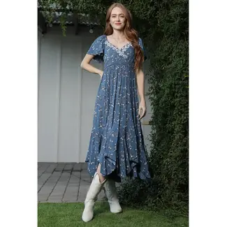 Angie Angie SS Embroidered Maxi Dress (H4537)