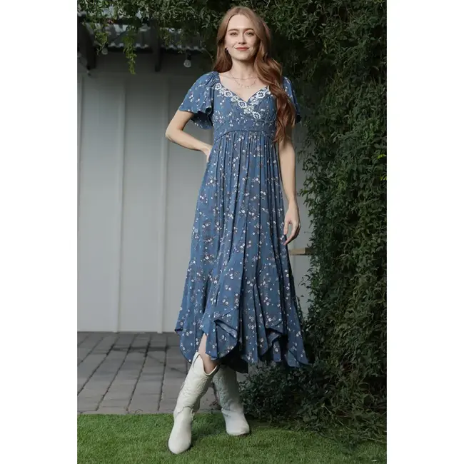 Angie Angie SS Embroidered Maxi Dress (H4537)