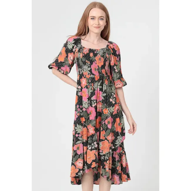 Angie Angie Sq Neck Smocked Maxi Dress(C4J93)