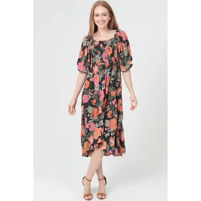 Angie Angie Sq Neck Smocked Maxi Dress(C4J93)