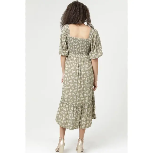 Angie Angie LS Slit Smocked Maxi Dress(C4K53)