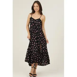 Angie Angie V Cut Maxi Dress w/ Lace Detail (C4H45)