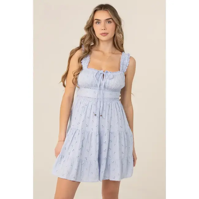 Angie Angie Tie Front Peasant Top Dress (C4E26)