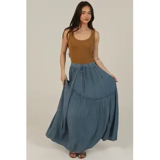 Angie Angie Maxi Skirt w Tie Ruffle-Detail (26X17)