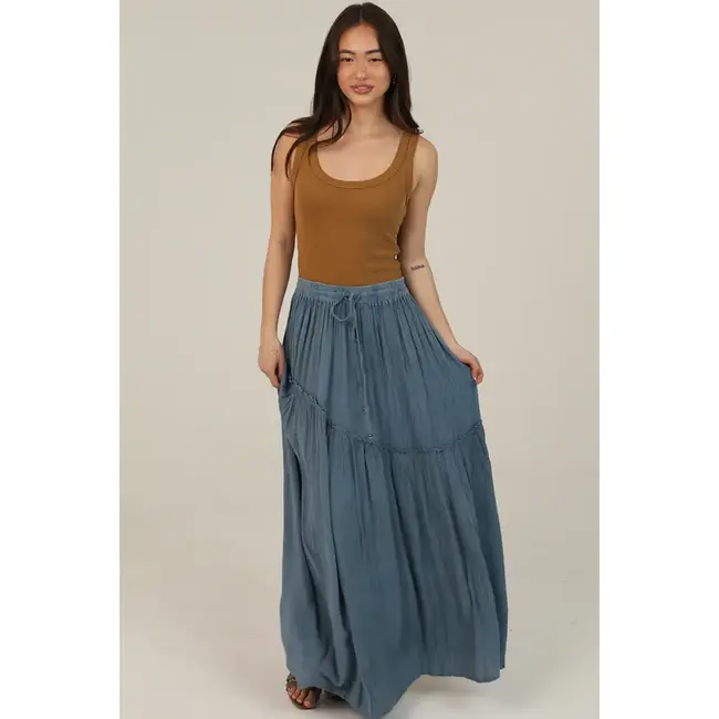 Angie Angie Maxi Skirt w Tie Ruffle-Detail (26X17)