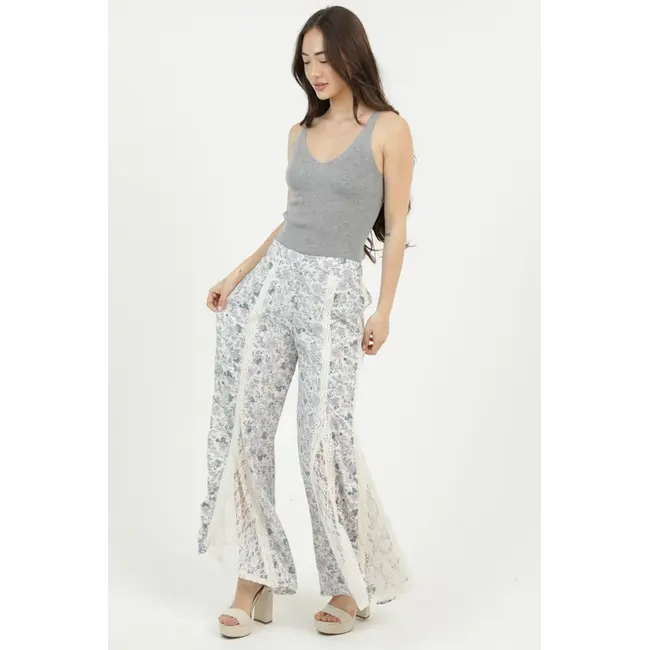 Angie Angie Wide Leg Printed Pant (B3807)