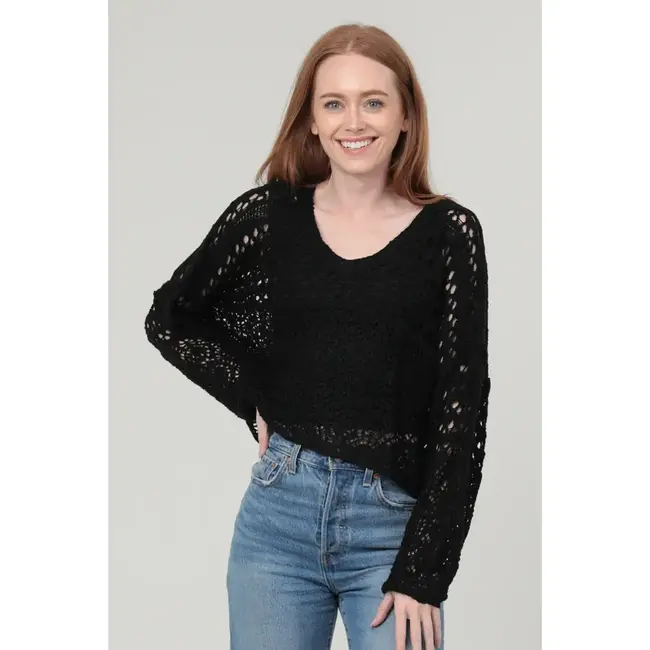 Angie Angie Open Knit Pullover V-Neck (XHS52)
