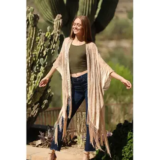 Angie Angie Velvet Burnout Kimono With Fringe (X2ED5)