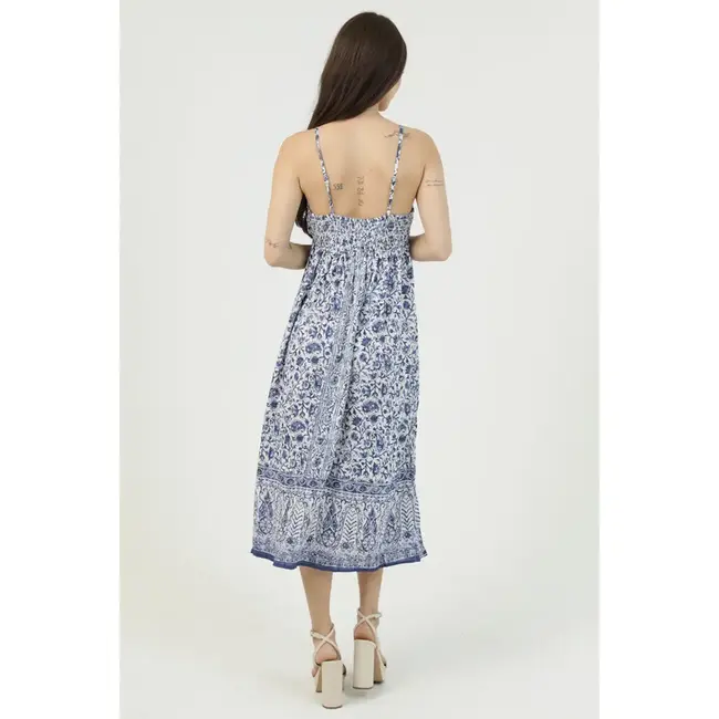 Angie Angie Crochet Neckline w/ Slit Midi Dress (C4K08)