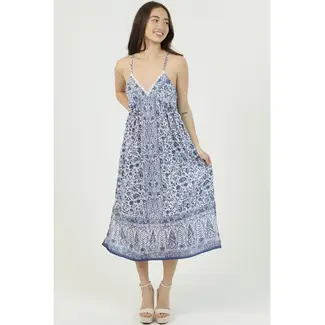 Angie Angie Crochet Neckline w/ Slit Midi Dress (C4K08)