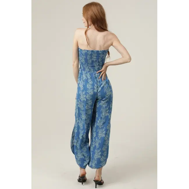 Angie Strapless Smocked Jumpsuit (B5959)