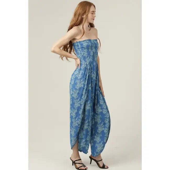 Angie Strapless Smocked Jumpsuit (B5959)