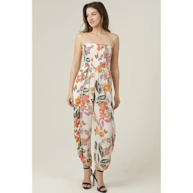 Angie Strapless Smocked Jumpsuit (B5959)