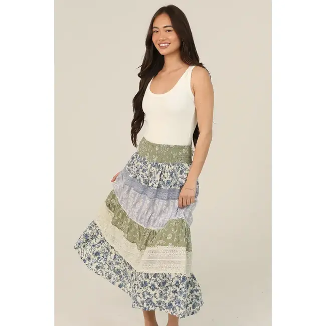 Angie Lace inset Maxi Skirt(B6A92)