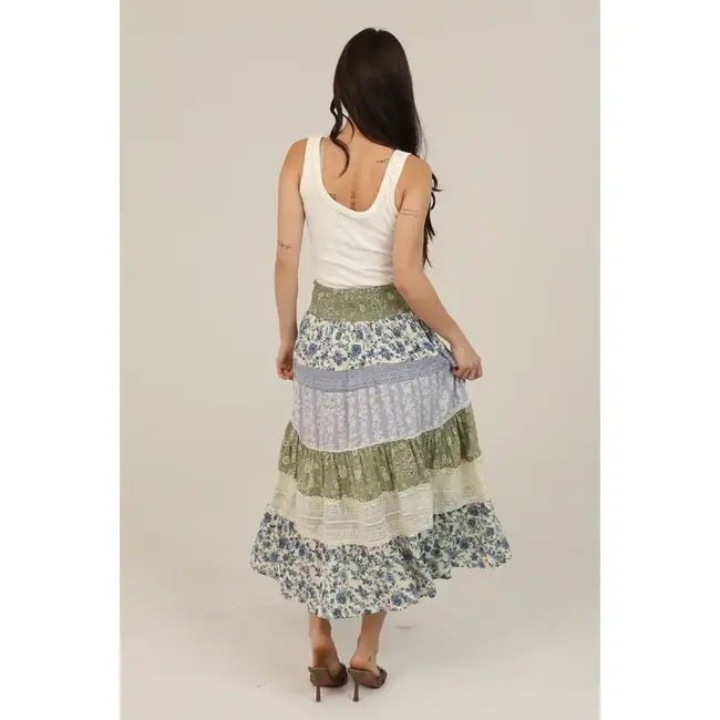Angie Lace inset Maxi Skirt(B6A92)
