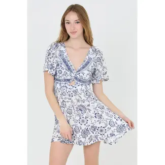 Angie Angie Twist Front Ruffle Slv Dress(C4458)