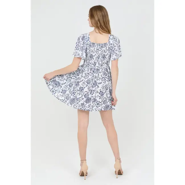 Angie Twist Front Ruffle Slv Dress(C4458)