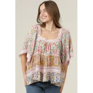 Angie Angie Crochet Trim Top (C2D59)