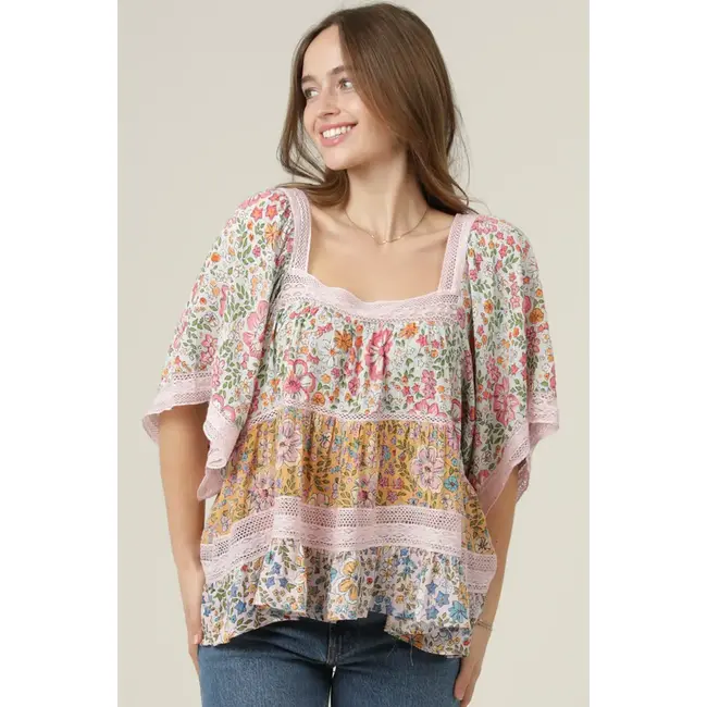 Angie Crochet Trim Top (C2D59)