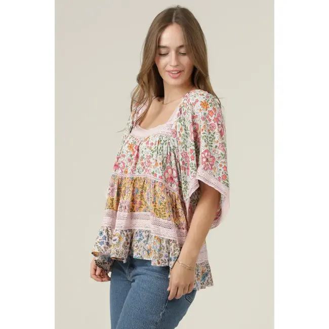 Angie Angie Crochet Trim Top (C2D59)