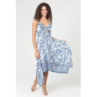 Angie Twist Front Keyhole Spaghetti Strap Dress (C4921