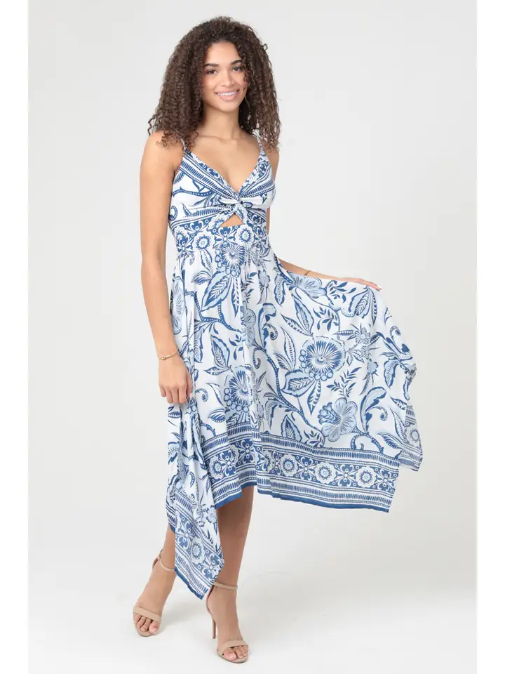 blue dress for baby girl Angie Tie Front Maxi Dress- Baby Blue – White Haven main image 1