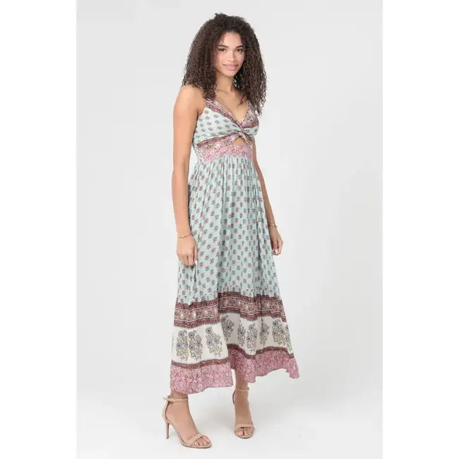Angie Keyhole Printed Maxi Dress (F4F50)