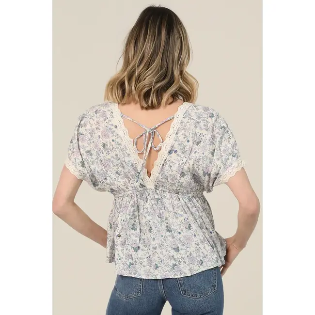 Angie Angie SS Crochet Trim Top(C2E89)