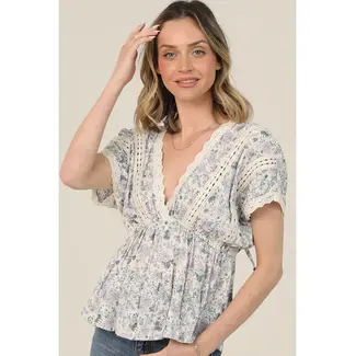 Angie Angie SS Crochet Trim Top(C2E89)