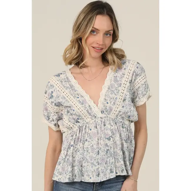 Angie Angie SS Crochet Trim Top(C2E89)