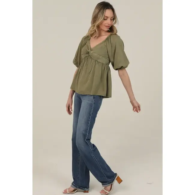 Angie 3/4 SLV Twist Front Top(C2F09)