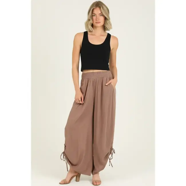 Angie Angie Cinched Side Leg Wide Pants (B3710)