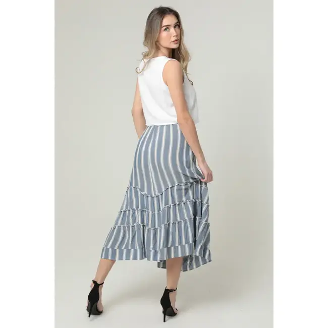 Angie Angie Tie Waist Ruffled Maxi Skirt (H6315)