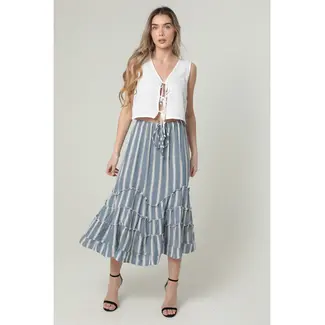 Angie Angie Tie Waist Ruffled Maxi Skirt (H6315)