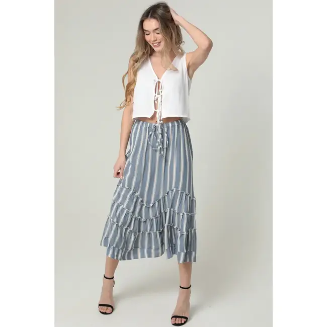 Angie Tie Waist Ruffled Maxi Skirt (H6315)