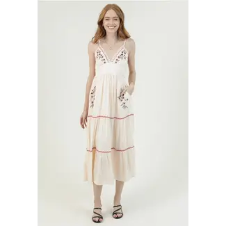 Angie Angie Tie Back Embroidered Detail Dress (C4J58)