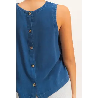 Double Zero Double Zero Mineral Wash Button Back Sleeveless Top (DZ26A652)