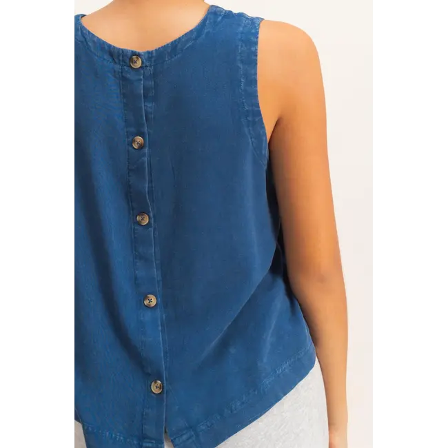 Double Zero Double Zero Mineral Wash Button Back Sleeveless Top (DZ26A652)
