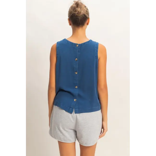 Double Zero Double Zero Mineral Wash Button Back Sleeveless Top (DZ26A652)