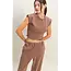 Double Zero Rolled Sleeve Wrap-Front Crop Top and Jogger Set (DZ26A172)